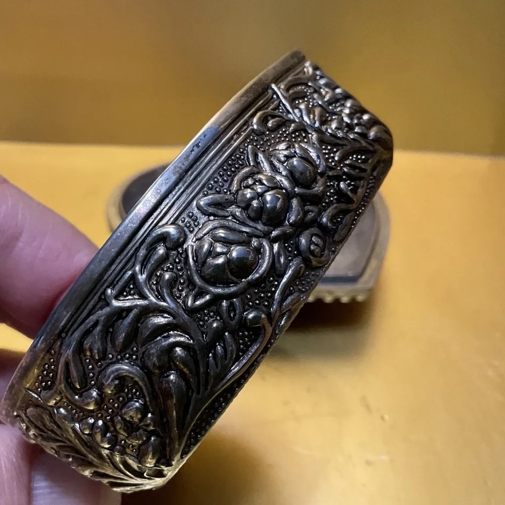 Vintage Heart Jewelry Box and Ring Holder Set Silver Tone Ornate Filigree